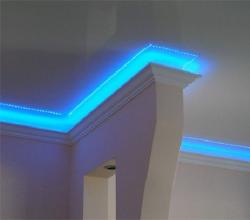 Как сделать подсветку потолка под плинтусом светодиодной лентой